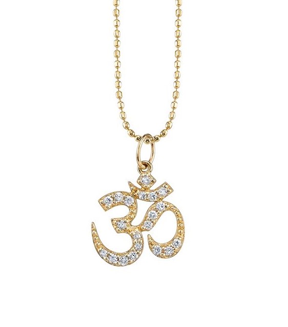 Om symbol necklace in yellow gold and diamonds