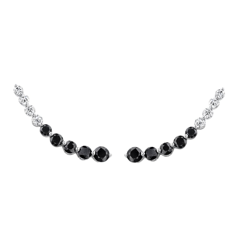 Ear Crawler Earrings with a combo of black and white diamonds.