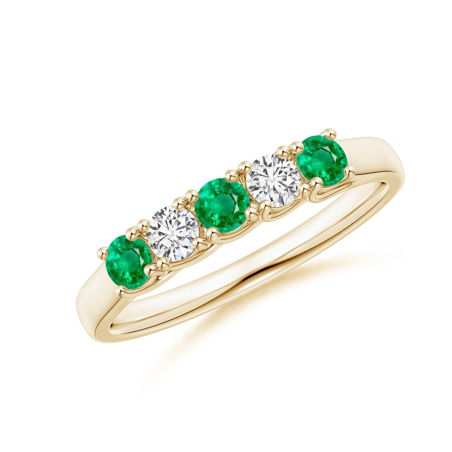 Angara Half Eternity Emerald and Diamond Band