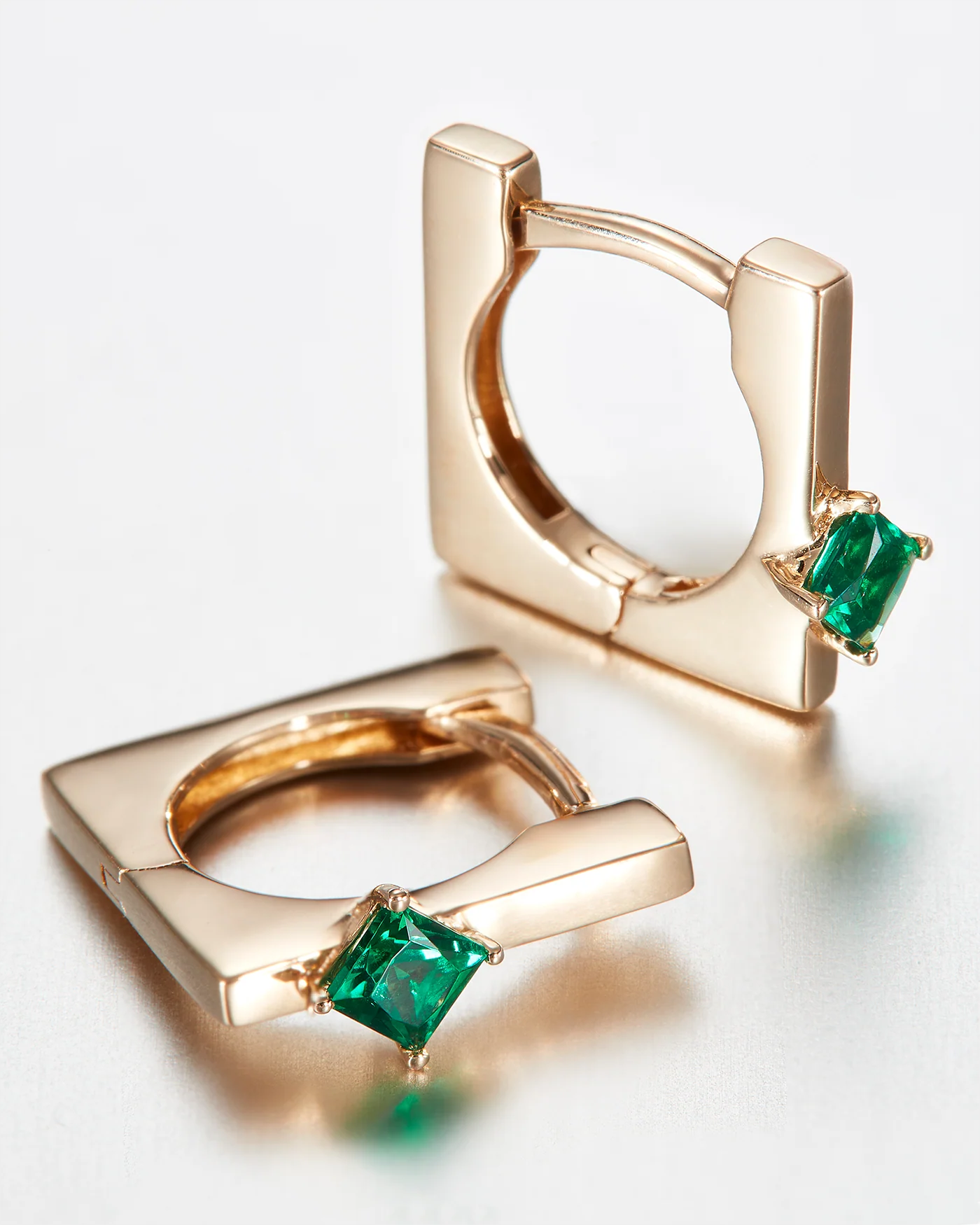 Jenny Bird Lab Grown Emerald Huggie Earrings