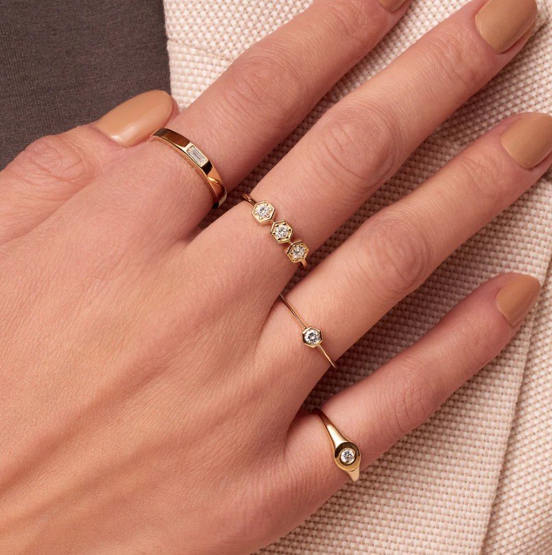 Diamond Bolt Bezel Ring detail view