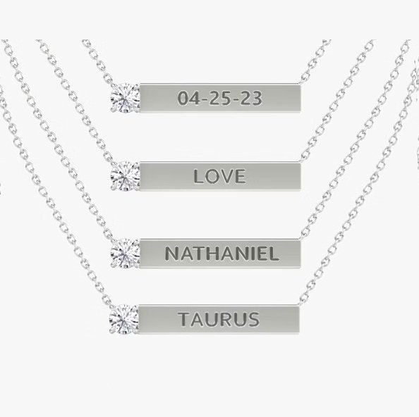Solitaire Bar Necklace detail view